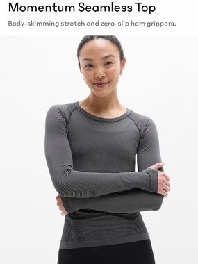 Athleta Momentum Seamless Long Sleeve size S black and white stripes
